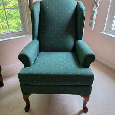Traditional Wingback Armchair with Cabriole Legs