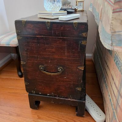 19th Century Teak and Brass Bound Campaign Trunk