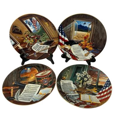 Sale Photo Thumbnail #30: Vintage Patriotic America Music Plates Lot of 4 Collector Decor