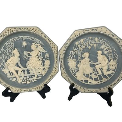 Sale Photo Thumbnail #51: 2 Grand Opera Carmen Plates Franklin Mint Blue Jasperware