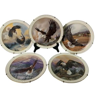 Sale Photo Thumbnail #4: Vintage America the Beautiful Eagle Collector Plates Set of 5 – Patriotic