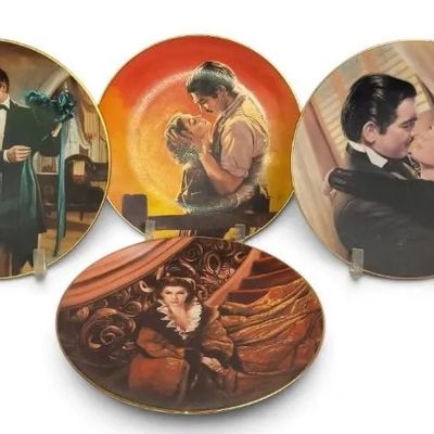 Sale Photo Thumbnail #15: Vintage Gone With The Wind Collector Plates Set of 4 – Scarlett & Rhett Movie Scenes