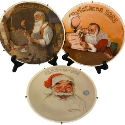 Sale Photo Thumbnail #19: Vintage Norman Rockwell Christmas Collector Plates Set of 3 – Santa & Holiday Scenes