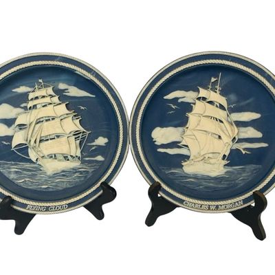 Sale Photo Thumbnail #50: 2 Ship Collector Plates The Flying Cloud & Charles W. Morgan