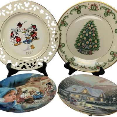 Sale Photo Thumbnail #9: Vintage Christmas Collector Plates Set of 4 – Holiday Tree, Disney Mickey & Winter Scenes