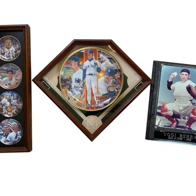 Sale Photo Thumbnail #34: Vintage Baseball Sports Memorabilia 3 Pc Framed Collection