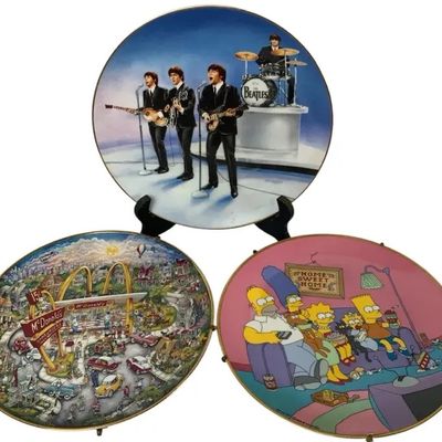 Sale Photo Thumbnail #21: Vintage Pop Culture Collector Plates Set of 3 – The Beatles, McDonald’s & The Simpsons