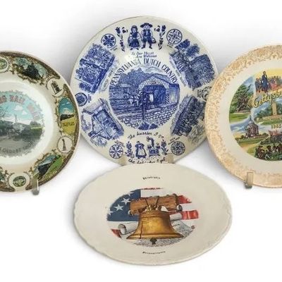 Sale Photo Thumbnail #20: Vintage Pennsylvania Souvenir Collector Plates Set of 4 – Gettysburg, Liberty Bell & Strasburg