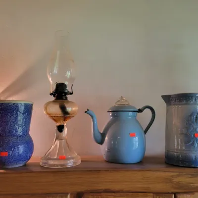 Sale Photo Thumbnail #25: Enamelware and Pottery