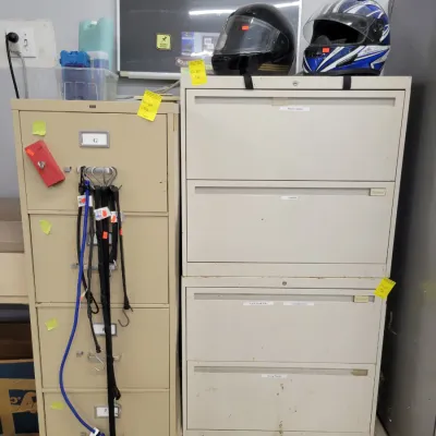 Sale Photo Thumbnail #154: File Cabinets and Helmets 