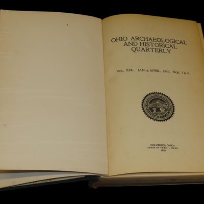 Sale Photo Thumbnail #264: 1910 FIRST EDITION HARDBACK; OHIO ARCHAEOLOGICAL AND HISTORICAL SOCIETY PUBLICATIONS VOLUME 19, 482 PAGES.