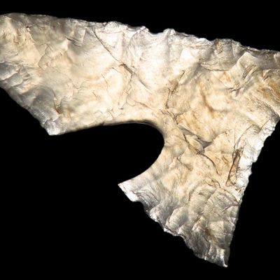 Sale Photo Thumbnail #271: Phenomenal Clear Agate Triangle found in New Mexico. Very thin and well flaked example.