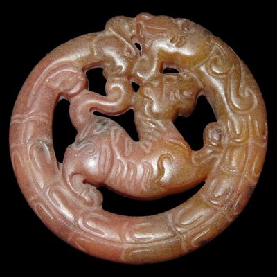 Sale Photo Thumbnail #604: Nice Antique Chinese Hongshan Culture Jade Effigy Pendant, Hand Made Example.