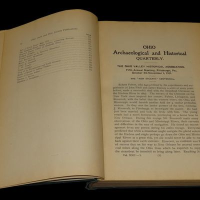Sale Photo Thumbnail #272: 1913 FIRST EDITION HARDBACK; OHIO ARCHAEOLOGICAL AND HISTORICAL SOCIETY PUBLICATIONS VOLUME 22, 567 PAGES.