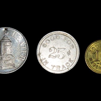 Sale Photo Thumbnail #951: Vintage Lot of early 1900's Quincy Illinois Store Advertising Trade Tokens. Bird's Drug Store, K of C, Gem City Stove Mfg Company.