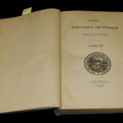 Sale Photo Thumbnail #256: 1905 FIRST EDITION HARDBACK; OHIO ARCHAEOLOGICAL AND HISTORICAL SOCIETY PUBLICATIONS VOLUME 14, 490 PAGES.