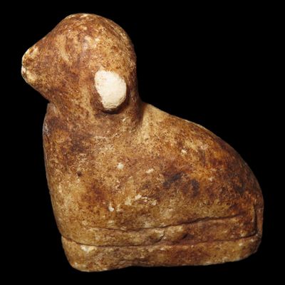 Sale Photo Thumbnail #375: Pre-Columbian Stone Canopa Llama effigy from Peru, Colonial era, Nicely carved details and well patianted example.