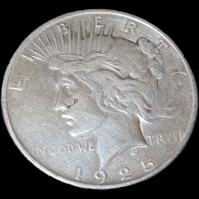 Sale Photo Thumbnail #651: 1925 Liberty Peace Silver Dollar, Nicer Grade example with amazing original details, One Ounce Silver U.S. Coin, Currency, $1