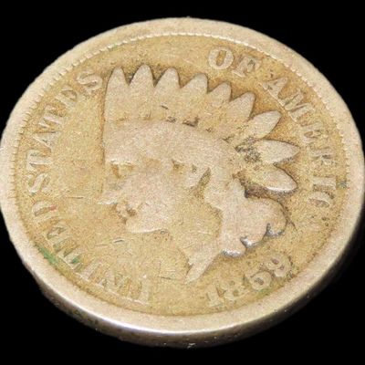 Sale Photo Thumbnail #747: 1859 Civil War Era Indian Head Cent, Penny, First Year Issue, Copper Nickel Penny, Only Year Made with this Reverse Design. Great piece of United States History