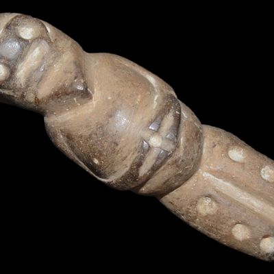Sale Photo Thumbnail #377: Amazing 5 1/4" Pre-Columbian Taino Human Effigy found in Puerto Rico. Motley COA. Nicely detailed Example!