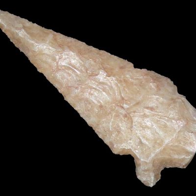 Sale Photo Thumbnail #354: Wafer thin Double Notch Bird Point / Arrowhead found in New Mexico.
