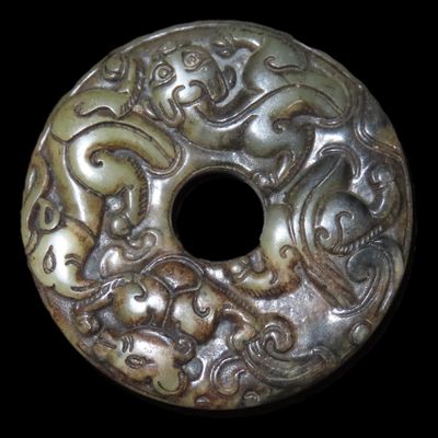Sale Photo Thumbnail #508: Nice Antique Chinese Hongshan Culture Jade Effigy Pendant, Hand Made Example.