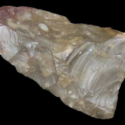 Sale Photo Thumbnail #212: 2 1/4" Texas Fluted Paleo Clovis Knife found in Travis County, TX. Nice Early example.
