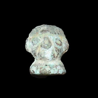 Sale Photo Thumbnail #335: Rare Copper Human Effigy Bead, Moche or Inca Culture, Found in Peru. Very Detailed example!