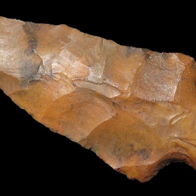 Sale Photo Thumbnail #157: Colorful 2 5/8" River Stained Florida Candy Cottonbridge found in Pinellas County, FL. Ex Brian Boles Collection. Deep South Arrowhead.
