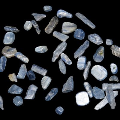 Sale Photo Thumbnail #889: Colorful Lot of Irredescent Polished Blue Labrodite Stones, some drilled fos use as beads or pendants.
