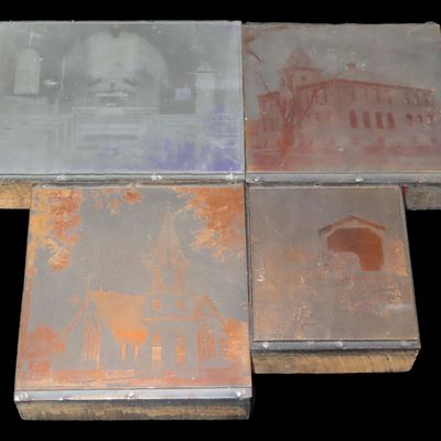 Sale Photo Thumbnail #716: Lot of 6 Antique Printing Plates with Old Buildings, Churches, etc. Used in one of Rev. Heike's Books.