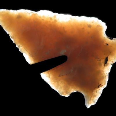 Sale Photo Thumbnail #671: Translucent Texas Ensor with a Needle Tip found in Bandera County TX. Indian Arrowhead, Artifact.