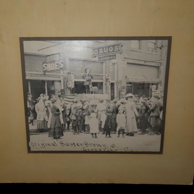 Sale Photo Thumbnail #941: Early 1900's 18" x 16" Promotional Picture of the Original Buster Brown at Grove City PA, Pennsylvania