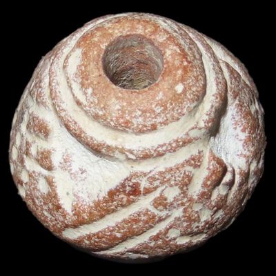 Sale Photo Thumbnail #454: Nice Bird Effigy Bead, Pre-Columbian, Very Intricate Bird Engraved on Both Sides, Great Detailed Example, Mexico