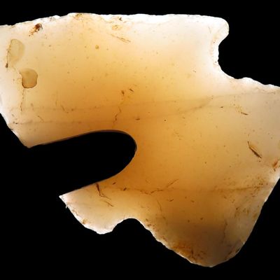 Sale Photo Thumbnail #111: Highly Translucent Novaculite Bird Point found in Northern Arkansas. Ex Joey Ellis Collection.