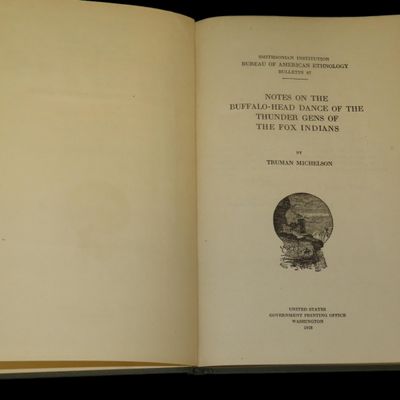 Sale Photo Thumbnail #168: 1928 FIRST EDITION HARDBACK BOOK; NOTES ON THE BUFFALO-HEAD DANCE OF THE THUNDER GENS OF THE FOX INDIANS. ABOUT 100 PAGES, IN GREAT CONDITION.