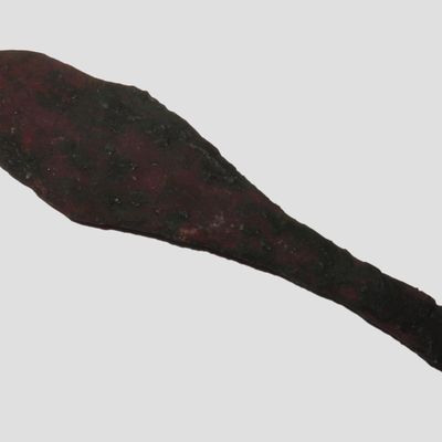 Sale Photo Thumbnail #38: 3 7/8" Copper Arrowhead found in Northern Minnesota, nice heavily patinated example.