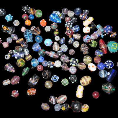 Sale Photo Thumbnail #894: Colorful Lot of Elaborate Roman Style Mosaic Glass Beads. Over 200 examples, each one unique!