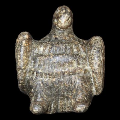 Sale Photo Thumbnail #455: Amazing Pre-Columbian Bird Effigy Carved Stone Pendant, Mexico. Very Detailed example.