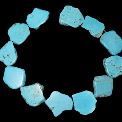 Sale Photo Thumbnail #902: 17" drilled Turquoise Nugget Bead necklace, Great Color