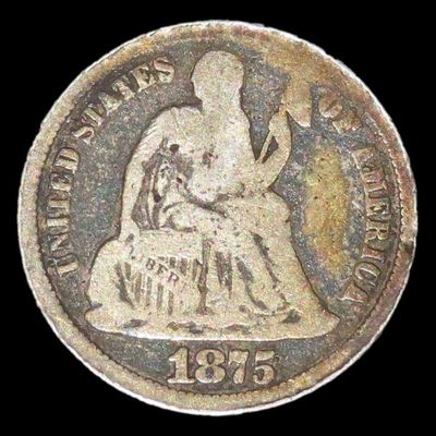 Sale Photo Thumbnail #914: Nice 1875 Seated Liberty Silver Dime. Old U.S. Coin