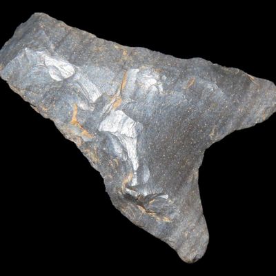 Sale Photo Thumbnail #273: Incredible Dalton Blunt / Stunner / Hafted Scraper found in Southern Missouri. Well Patinated Pitkin Chert.