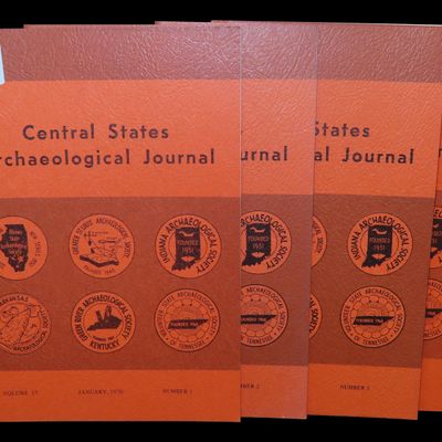 Sale Photo Thumbnail #48: FULL SET OF 1970 CENTRAL STATES ARCHAEOLOGICAL JOURNALS. FULL OF TONS OF GREAT PICS & ARTICLES ON COPPER LIZARD, EAR SPOOLS, FLINT SPUDS, DISCOIDALS, PALEO CLOVIS, ENGRAVED SHELL, EFFIGY PIPES, BIRDSTONES, FLUTED AXES, BANNERSTONES, POTTERY, THEBES, ETC.