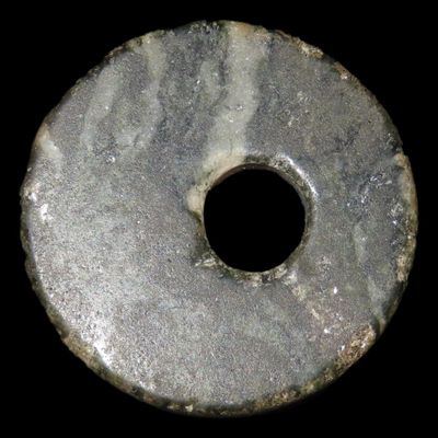 Sale Photo Thumbnail #387: Incredible 1 5/8" Pre-Columbian Mayan Jade Pendant. Semi Translucent, well polished. Nice large example.