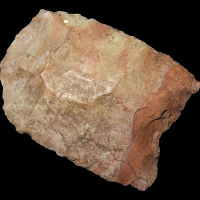 Sale Photo Thumbnail #193: 2 1/16" Paleo Clovis Knife / Hafted Scraper found in Henderson Co., Tennessee. Heavily Patinated example.