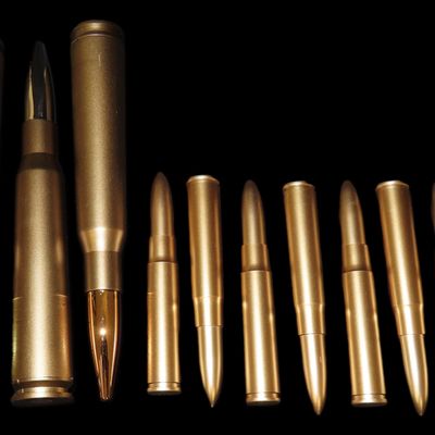 Sale Photo Thumbnail #966: 10 Bullet Shaped Pens, .50 Caliber & .30-06 Brass Color Pens.