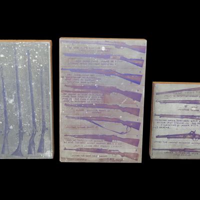 Sale Photo Thumbnail #645: Lot of Antique Printing Plates with Guns, Rifles, Muzzleloader, Kentucky Long Rifles, etc. Used in Rev. Heike's Book on guns.
