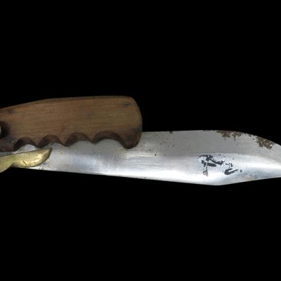Sale Photo Thumbnail #844: Rare Folding Bowie Knife. 17" Open, 12" long when closed. Big Unique Pocket Knife. "You Call that a Knife"