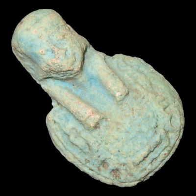 Sale Photo Thumbnail #724: Nice Egyptian Faience Amulet, Pharoh, 1550-332BC. Great Example