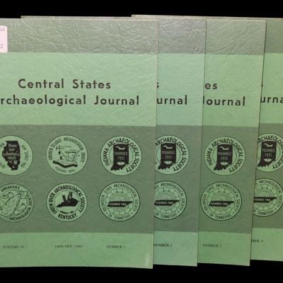 Sale Photo Thumbnail #32: FULL SET OF 1969 CENTRAL STATES ARCHAEOLOGICAL JOURNALS. FULL OF TONS OF GREAT PICS & ARTICLES ON MONOLITHIC AXES, EAR SPOOLS, DISCOIDALS, ATLATL HOOKS, THE SNYDER SITE, CRIB MOUND CACHE BLADES, NORTHWEST COAST PESTLES, PALEO CLOVIS, PIPES, BIRDSTONES, FL
